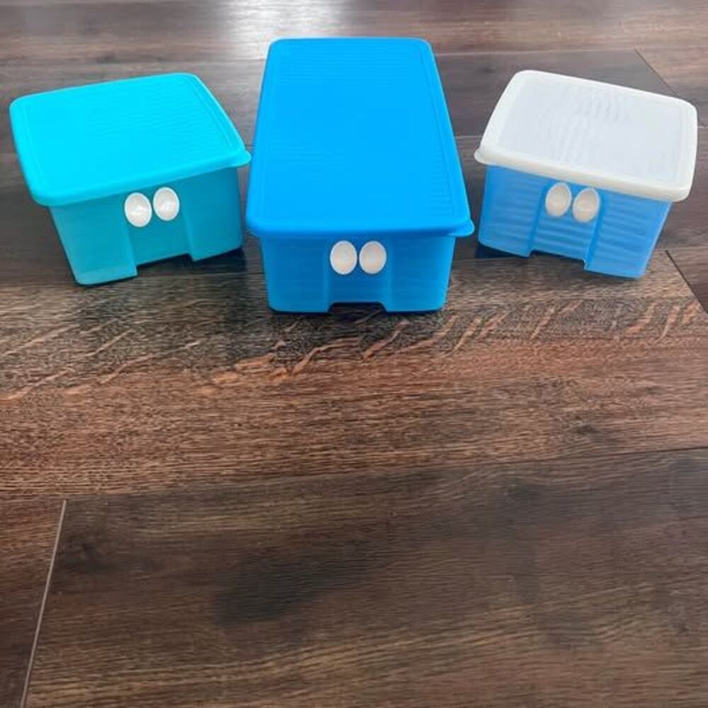 Tupperware FridgeSmart 3-Piece Vented Produce Saver Storage Set – Blue/Teal